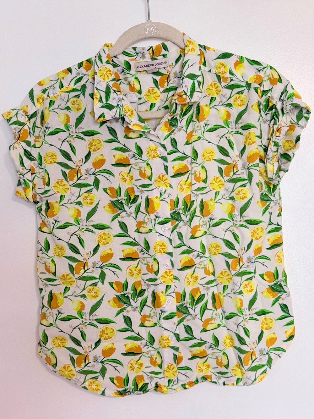 Lemon Print Button-Up Shirt